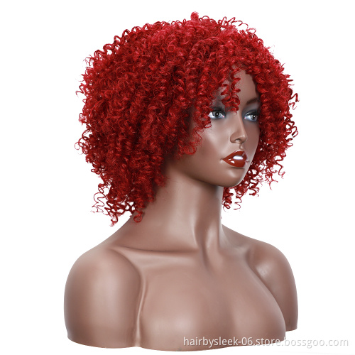 Competitive afro Kinky curl unprocessed passion twist  dark red human synthetic hair wigs synthetic braiding hair wigs for woman